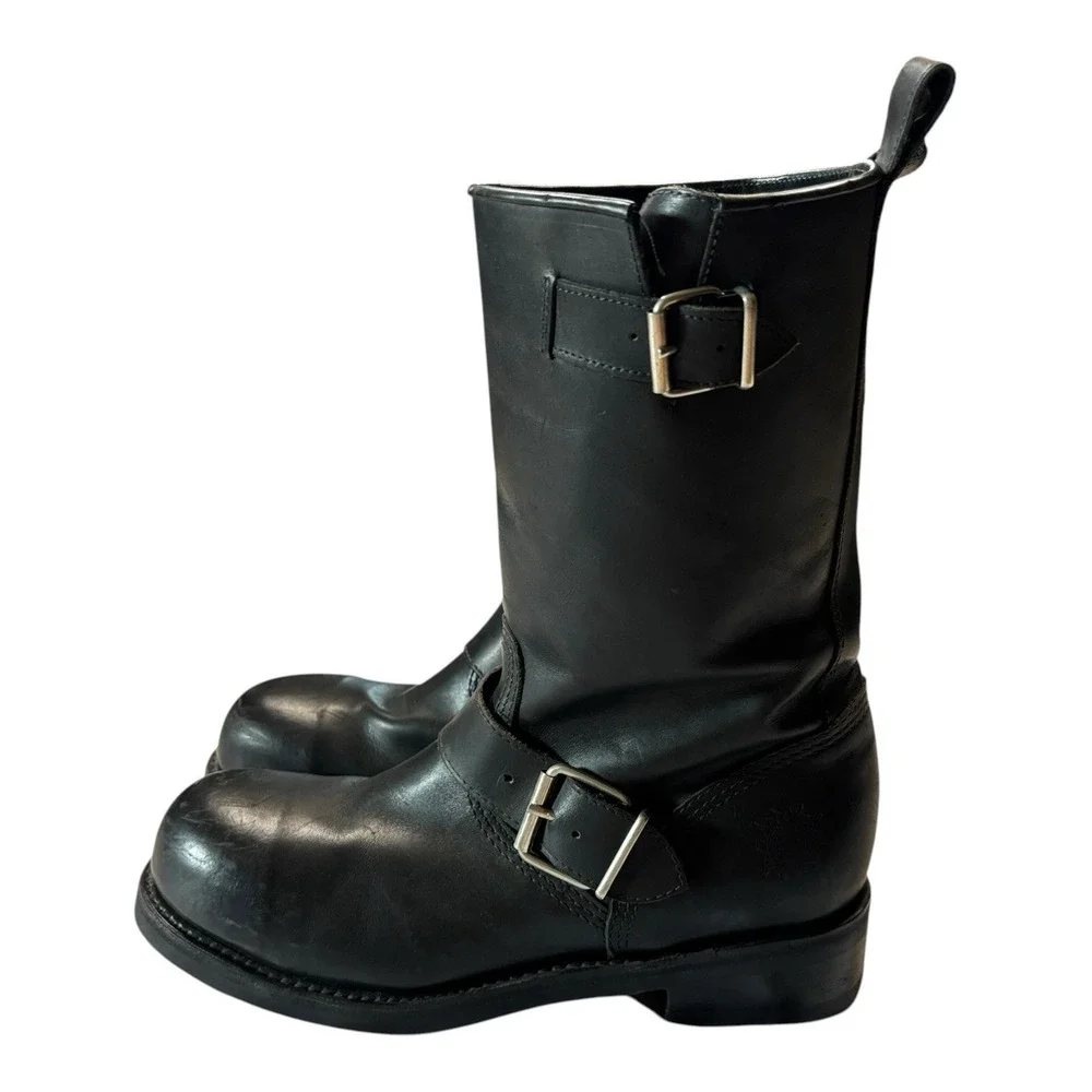 Mens Muro Unique Shoes Black Leather Motorcycle Biker Boots 11 20077 84518